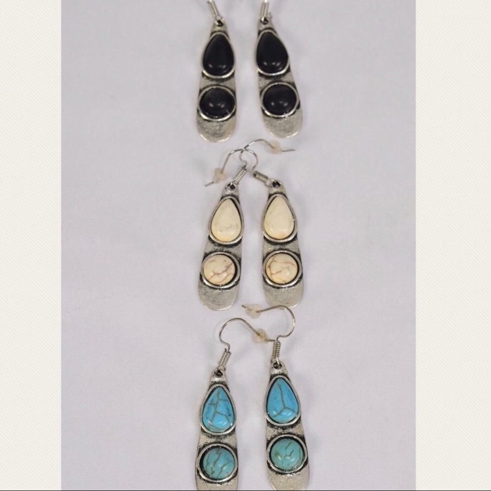 New In Package Turquoise Semiprec Stone Earrings